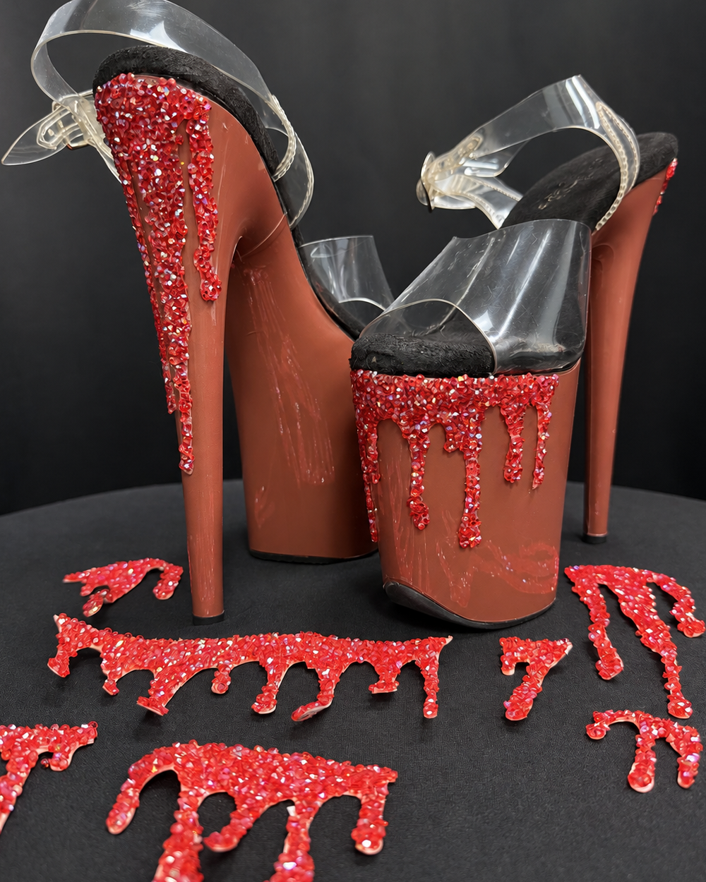 Pre-Cut Rhinestone Blood Drip Heels Add-On