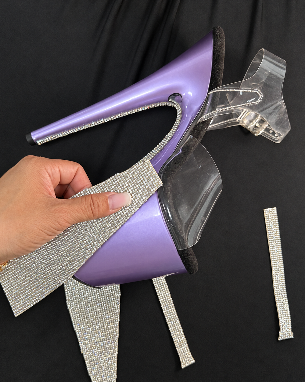 Pre-Cut Rhinestone Diamond Back Heels Add-On