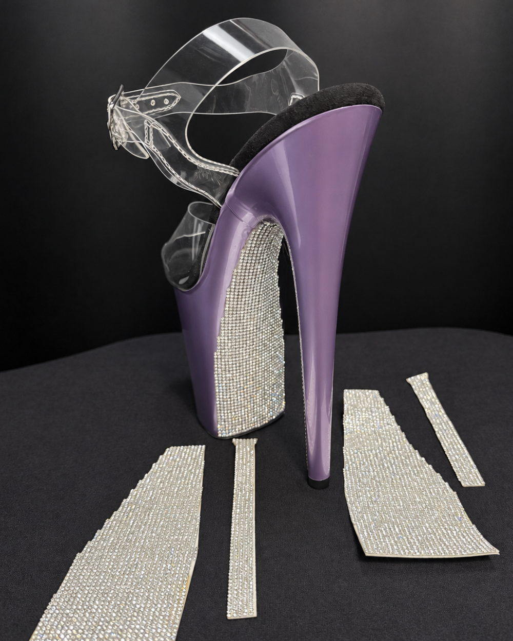 Pre-Cut Rhinestone Diamond Back Heels Add-On